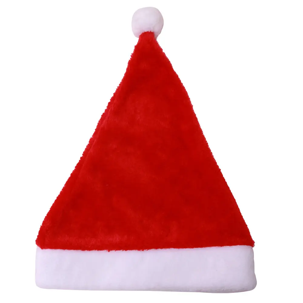 Unisex-Volwassene Kind Santa Hoed Traditionele Rode En Witte Kleur Pluche Trim Kerst Hoed