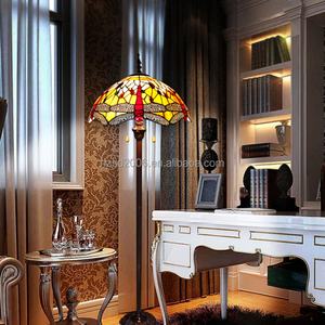 Lámpara de Pie LED de Estilo Europeo Retro de 16'', Base de Resina con Vidrio Tiffany, Control Táctil, para Sala de Estar, Dormitorio - Product Image 2