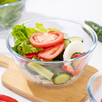Bol en verre borosilicate transparent rond, écologique, sans BPA, de 2700 ml, 4500 ml, 6200 ml, pour la cuisine, vente en gros