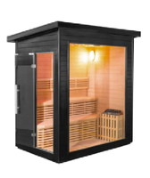 Ruang Sauna Uap Kering Dalam Ruangan Finlandia dengan Kompor dan Batu, Sauna Tradisional Sudut untuk 3 Orang, Kamar Mandi