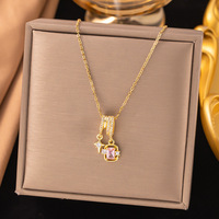 Nouveau Collier Pendentif Femme 2025 en Cuivre Électroplaqué avec Zircon Brillant et Chaîne Bambou à Grands Maillons Sportifs