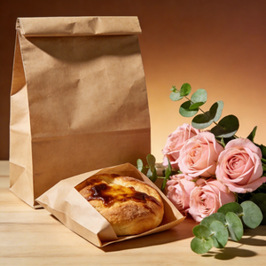 Sacs à pain en <span class=keywords><strong>papier</strong></span> kraft brun personnalisés en gros, en stock, recyclables, avec fenêtre transparente, design à bordure ondulée, résistants à la graisse pour toasts/gâteaux - Product Image 2