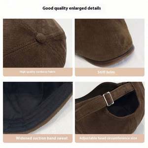 Gorra Unisex Estilo Newsboy Retro Británico, Diseño Delgado, Otoño-Invierno 2024, Boina con Visera, Estilo Literario, Casual, con Bordado 3D - Product Image 3