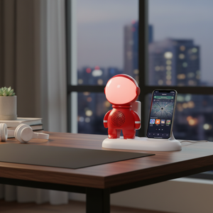 Mini Astronaut YM090 - Altoparlante Portatile Wireless con LED Rosso, Supporto per Telefono, Radio FM, Dispositivo Universale per Cellulari, Prodotto in Cina - Product Image 3