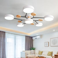 Décor à la maison Led Lustre Plafonniers Macaron Bois Design Minimaliste Moderne Métal Salon Acrylique Nordique Lumière Grand