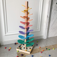 Juego de Madera Montessori para Niños: Pista de Canicas Arcoíris, Árbol Musical, Kendama Educativo, Juguetes Sensoriales Interactivos de Seguimiento para Niños