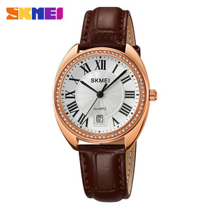 Skmei Women's Quartz Watch Round Analog Leather Strap With Calendar Feature Rose Gold Case - Product Image 1