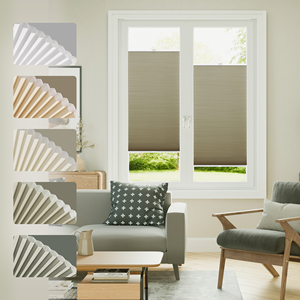 SAMADHI Stores plissés sans fil en nid d'abeille pour fenêtres, protection UV, filtrant la lumière, pour patios et portes-fenêtres - Product Image 4