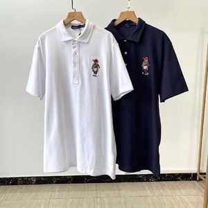 <span class=keywords><strong>Polo</strong></span> à manches courtes pour homme avec un motif d'ours brodé délicat sur la poitrine, style business-casual printemps-été - Product Image 2
