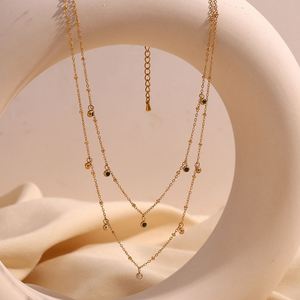 สร้อยคอแบบหนีบทำจากสเตนเลสสตีลชุบทอง18K ประดับเพทายสีขาว - Product Image 3