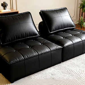 Sofá Seccional Modular Minimalista Italiano de Cuero Resistente a Arañazos de Gato, Asiento Profundo, Combinación Libre, <span class=keywords><strong>Muebles</strong></span> para Sala de Estar - Product Image 4