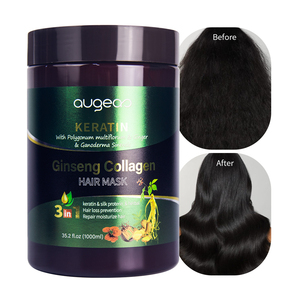 Augeas Vente en gros Soins capillaires à base de plantes Traitement réparateur endommagé Anti-frisottis Lisse Kératine Ginseng Collagène Masque capillaire pour cheveux bouclés - Product Image 2