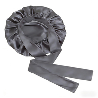 Bonnet de nuit en satin coloré de grande taille, bonnet extra ajustable avec lien, soin des cheveux longs, bande élastique double couche pour femmes adultes, SPA, YOGA