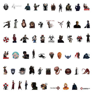 สติกเกอร์แฟชั่นลายกราฟฟิตีผู้พักอาศัยในวิดีโอเกม60ชิ้นสำหรับตกแต่งเกมคอนโซล - Product Image 3