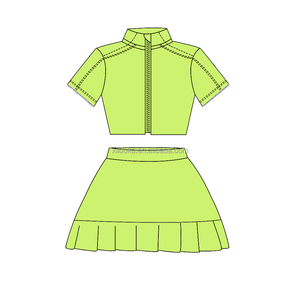 Set all'ingrosso per ragazze a maniche corte, gonna da yoga traspirante con pantaloncini integrati, tessuto a basso MOQ - Product Image 4