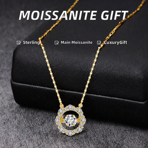 Collier pendentif halo en argent sterling 925 avec moissanite et diamant de laboratoire, bijoux pour femme, cadeau de mariage, bijoux de mariée - Product Image 2