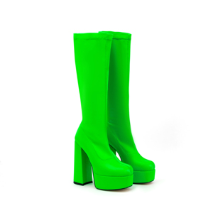 Stivali tacco spesso 43 punta quadrata di grandi dimensioni stivali alti con plateau scarpe da <span class=keywords><strong>donna</strong></span> inverno comodo bottino moda solido - Product Image 4