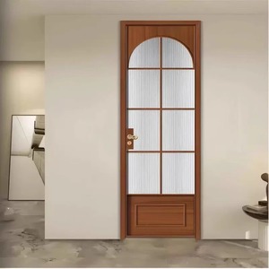 Pintu paduan aluminium pintu besi tua antik Prancis, pintu kaca seni melengkung kamar mandi