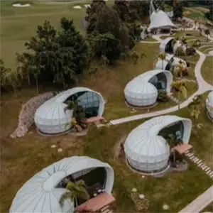 Buiten Prefab Huis Structuren Pvdf Trektent Membraan Structuur Architectuur Slak Vorm Luxe Glamping Tenten Hotel