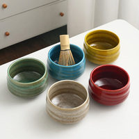 Kits de démarrage traditionnels pour le matcha, comprenant un bol en céramique artisanal de qualité supérieure avec logo OEM, un fouet en bambou Chasen, 4 pièces