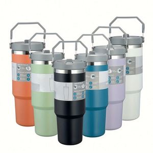 Double Wall 600ml/900ml Stainless Steel Vacuum Insulated Travel Tumbler Eco-Friendly <b>Car</b> <b>Mug</b> Handle Lid Straw 12-24 Hours - Product Image 1