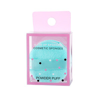 Mini boîte de rangement indépendante en PVC pour 2 éponges de maquillage en forme de coussin, 1 éponge de maquillage en peluche, éponge cosmétique mignonne, macaron