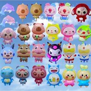 Gâteau Dauphin Couronne de couleur marron, avec design Capibara <span class=keywords><strong>Clown</strong></span>, forme d'ours de dessin animé mignon, ballons flottants - Product Image 1