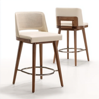 Fabricant de tabourets de bar de luxe meubles chaises hautes en bois massif sacs souples et rotin tissé avec dossier