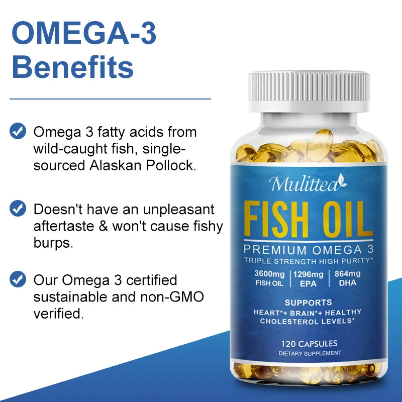 120pcs Premium Omega 3 Fatty Acid Fish Oil Soft Capsule DHA EPA Supplement