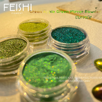 Poudre à ongles miroir verte de luxe Feishi, paillettes brillantes, pigment chromé métallique super brillant, effet miroir ultra fin, paillettes