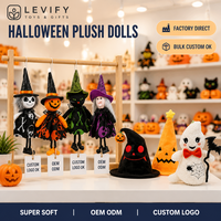 Muñecas de Bruja de Peluche de Halloween, Calabaza, Gato, Esqueleto, Adorno Colgante, Juguete de Peluche Súper Suave, OEM ODM, Set con Logotipo Personalizado