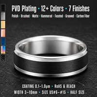 Cincin Kawin Tungsten Dua Warna 9mm dengan Bagian Tengah Keramik Hitam, Finishing Satin, Nyaman Dipakai, Cincin Pria, Custom OEM ODM