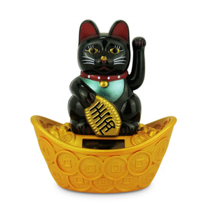 Chat porte-bonheur japonais en plastique à énergie solaire de 4 pouces, <span class=keywords><strong>couleur</strong></span> blanc doré noir, bras qui bouge, chat porte-bonheur <span class=keywords><strong>Maneki</strong></span> <span class=keywords><strong>Neko</strong></span> - Product Image 4