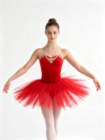 Robe tutu en velours à fines bretelles pour femme adulte, avec applique en dentelle dorée et jupe en tulle moelleux, idéale pour spectacle classique, récital et compétition