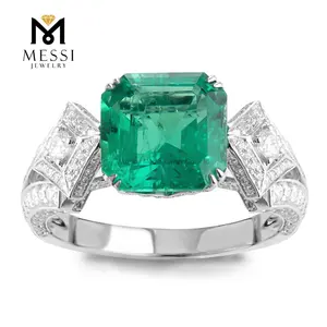 Messi Sieraden Asscher Cut Moissanite Diamond Engagement 18K White Gold 4Ct Gouden Ring Prijs