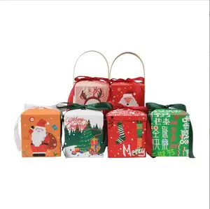 Boxes Xmas Paper Candy Wrapping Boxes Cartoon Printing Apple Packaging Boxes for Xmas Party Decor