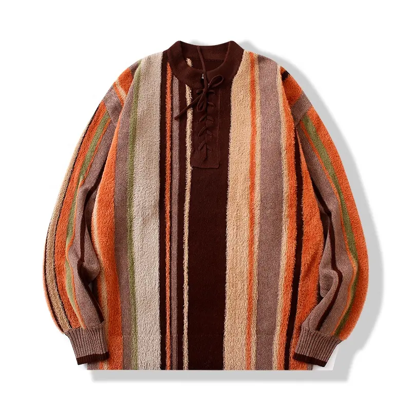 Individuell für Herren und Damen Unisex 7 GB Nylon langärmeliges Mohair-Hemd Pullover Horde-Stil Farbkombination