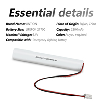 JINTION 6.4V 2300mAh LiFePO4 Baterai Pengganti Lampu Darurat untuk Baterai Stick ELP B092T dengan Adaptor 2 Kabel
