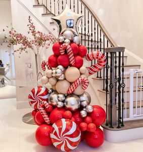 Kit Arco Palloncini Natalizi Ghirlanda Albero di Natale Rosso Argento Beige Caramella Stella Bastoncino Decorazioni in Foil per Feste di Compleanno Capodanno Verde Rosso Vigilia - Product Image 1