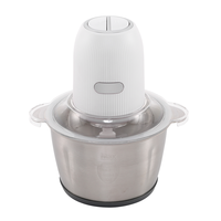 Robot culinaire 2L, hachoir à viande pour usage domestique, petit hachoir à aliments avec option bol en acier inoxydable/verre