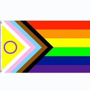 3x5ft ใหม่ Intersex ความก้าวหน้าภูมิใจสายรุ้งธง,100 D โพลีเอสเตอร์กลางแจ้งธง,สดใสและสีสดใส bisexual Trans แบนเนอร์