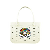 Sac à main pour femme en EVA de haute qualité avec logo personnalisé arc-en-ciel, sac fourre-tout léger et creux pour femme, sac à bandoulière quotidien avec décalcomanie personnalisée