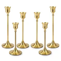 Home Decoratieve Bruiloft Messing Golden Stand Taper Pijler Kandelaars Staal Drijvende Gold Metal Kandelaar Set
