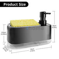 Masthome Distributeur de Savon Vaisselle 2-en-1 avec Support Éponge, Organisateur d'Évier de Cuisine, Pompe Distributrice de Liquide Vaisselle et Savon Liquide pour les Mains