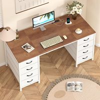 Bureau d'ordinateur marron avec tiroirs pour bureau à domicile, chambre, salon, travail, étude et jeux
