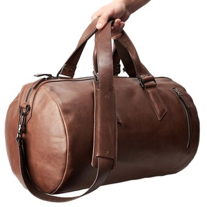 Sac de voyage simple en cuir PU, sac de week-end, 20 pouces, fermeture à glissière, multifonctionnel, doublure en polyester marron, sac de voyage - Product Image 1