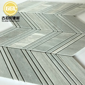 Carreaux de mosaïque en marbre <span class=keywords><strong>bleu</strong></span> Palissandro en forme d'arête de poisson poli pour mur et sol de villa d'hôtel - Product Image 1