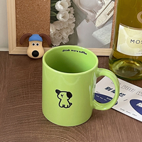 Mug en céramique personnalisé avec logo, tasse à eau pour couple, design esthétique, tasse à café avec motif chiot vert sans tristesse