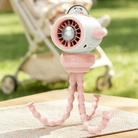 Ventilateur portable rechargeable pour bébé, 3600 mAh, en forme d'avion, pour poussette, trépied flexible, oscillant, en ABS et PC, vente en gros