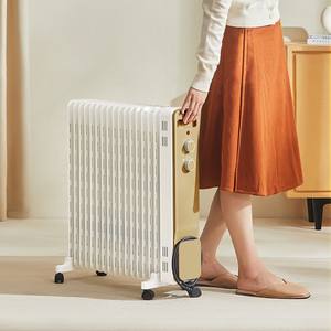 Calentador de aceite Midea, calentador eléctrico de 17 aletas, color blanco dorado, área de calefacción de 25 metros cuadrados, soplador de aire caliente rápido para sala de estar - Product Image 1